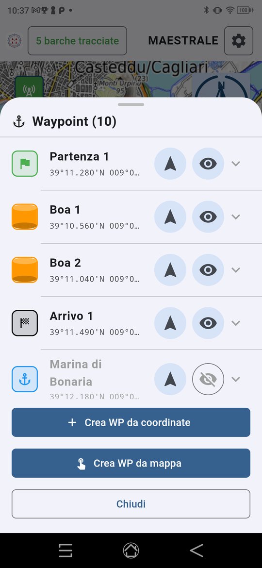 Il pannello dei waypoint