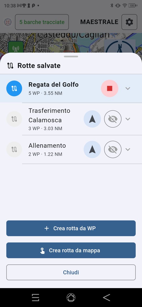 Il pannello delle rotte