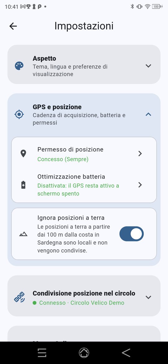 Impostazioni, GPS e posizione