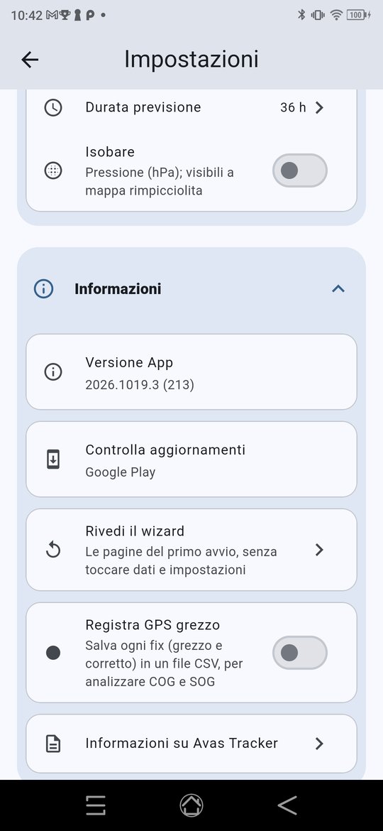 Impostazioni, Informazioni