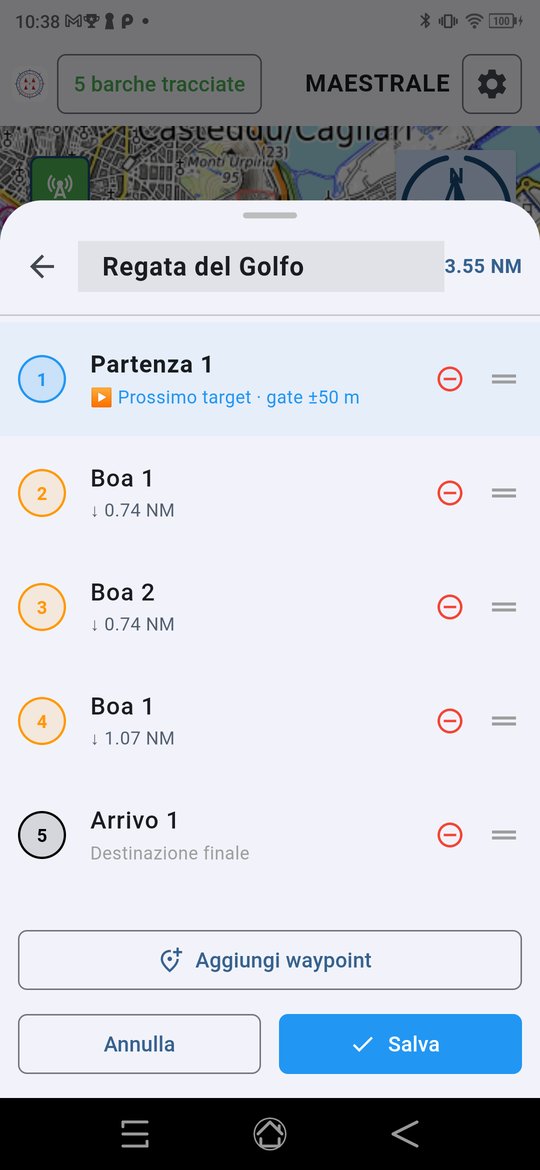Modifica di una rotta con la Boa 1 ripetuta