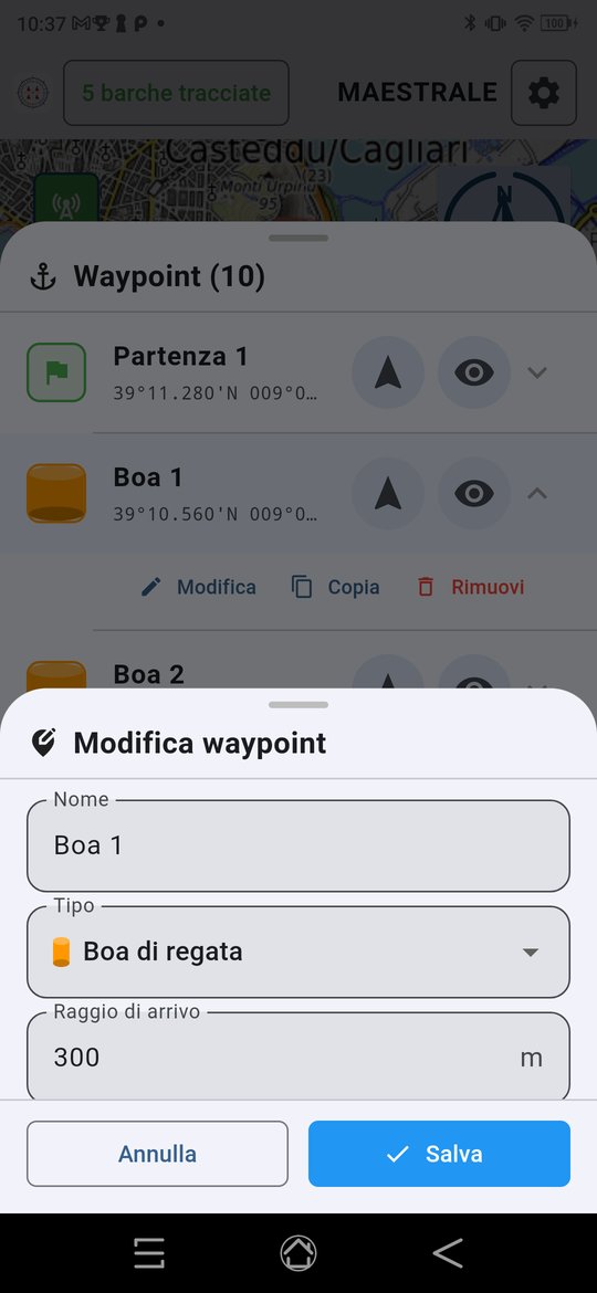 Modifica di un waypoint