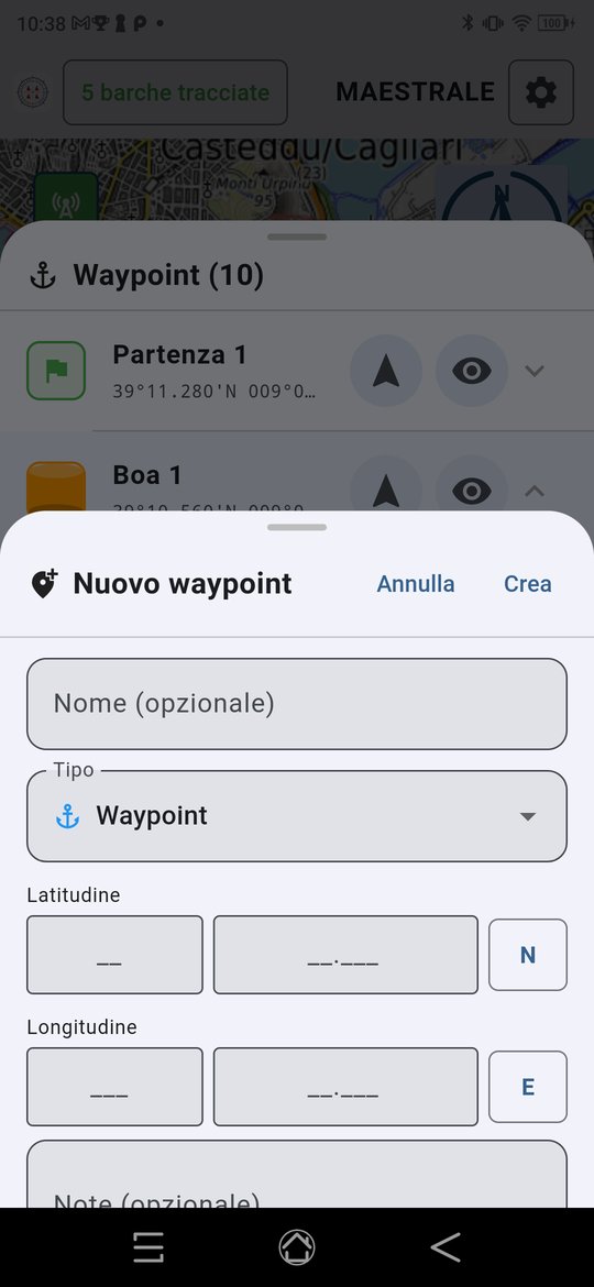 Nuovo waypoint da coordinate